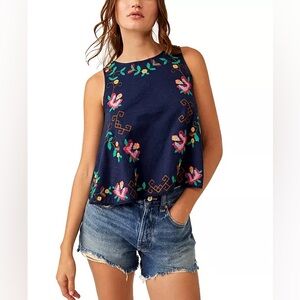 [free people] Women's Cotton Sleeveless Embroidered Top